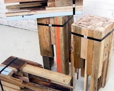 Recycling-Hocker aus Holzresten