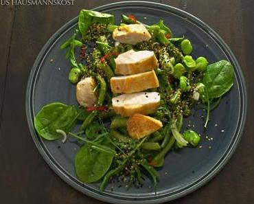 38°C : grüner Sommersalat mit Huhn