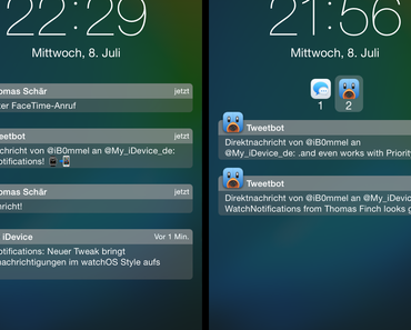 WatchNotifications: Neuer Tweak bringt Pushbenachrichtigungen im watchOS Style aufs iDevice