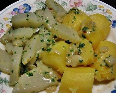 schön altmodisch: Kohlrabi & Salzkartoffeln & (neue) Soße