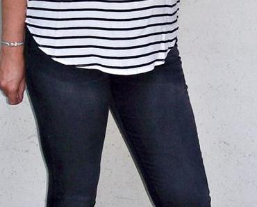 Outfit – Streifen Shirt mit schwarzer Jeans