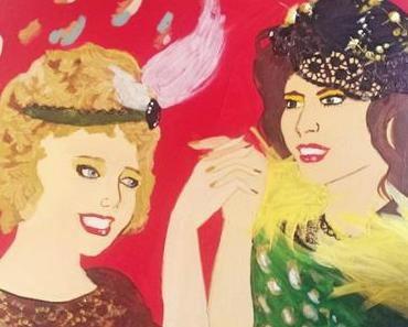 Acrylmalerei mit Servietten und Schablonen