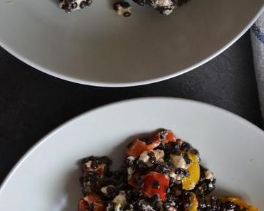 Savoury Wednesday: Beluga Linsen mit gerösteter Paprika, Thymian und Feta