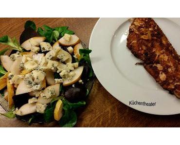 Mandelfisch zu Rote-Bete-Birnen-Salat