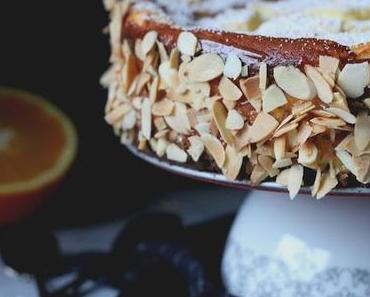 Käsekuchen mit Schokoboden und Orange