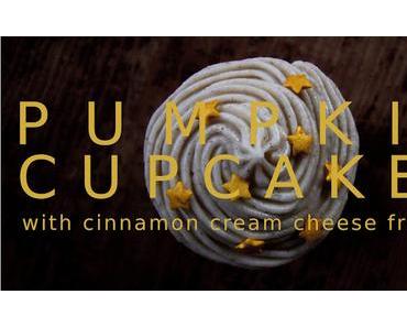 PUMPKIN CUPCAKES WITH CINNAMON CREAM CHEESE FROSTING {recipe}
