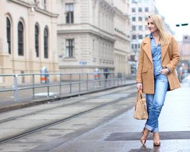 Camel coat & denim