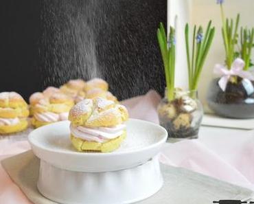 Valentinstagsleckerei: Windbeutel mit fruchtiger Sahne-Himbeerfüllung / Profiteroles with Raspberry Cream