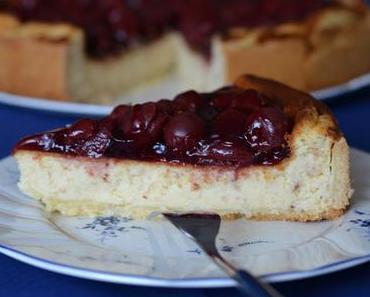 Kokos Käsekuchen mit Kirschen