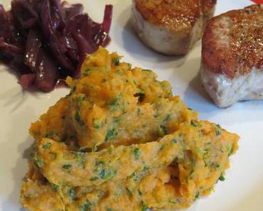 Süßkartoffelpüree mit Bärlauch