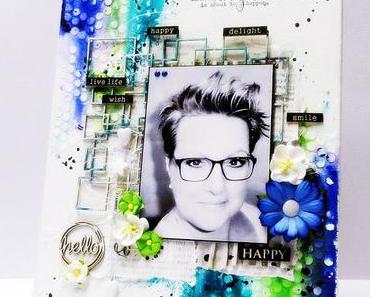 Scrapmatts Design Team Member Canvas | Ken Oliver Color Burst meets Scrapmatts Chipboards