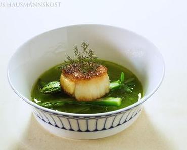 Spargeltee | Ziegenbutter | Jakobsmuschel | Waldmeister