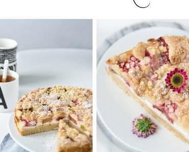 Rhabarberglück: Streuselkuchen mit Topfenfüllung