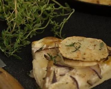 Vegetarischer Birnen-Ziegenkäse-Flammkuchen