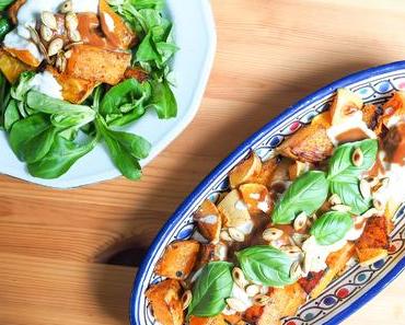 Grilled Pumpkin Bits with Pomegranate Sauce