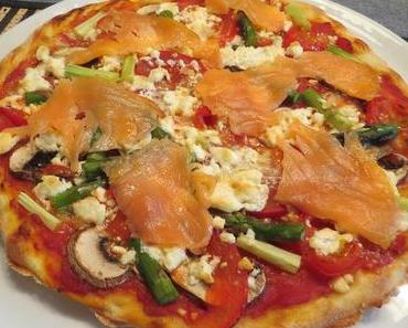 Grüne Spargel-Pizza mit und ohne Räucherlachs