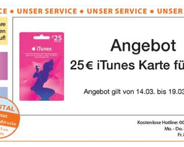 iTunes Karten bei Müller 20% reduziert