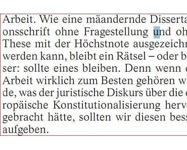 Guttenbergs angebliche "Doktor"-Arbeit: Nicht nur betrügerisch erstellt, sondern auch wissenschaftlich Note 6