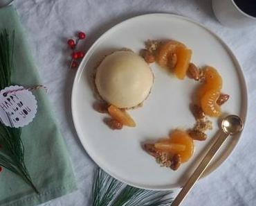 Weihnachtsdessert mit Mandarine und gebrannter Mandel