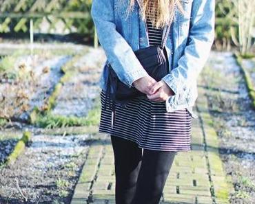 OOTD: Jeans Jacket + Striped Dress