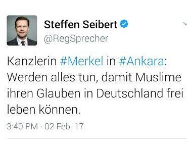 Merkel zu Besuch bei Erdogan - Kanzlerin demütigt erneut die Deutschen, während ihr Regierungssprecher bedauert, dass Deutschland noch immer kein islamischer Gottesstaat ist