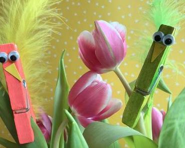 Basteln mit Wäscheklammern – lustige Vögel als Frühlingsdeko