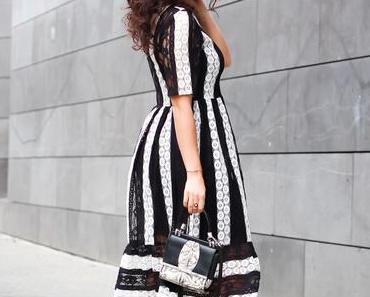 Black and White Midi Dress