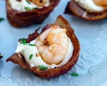 Bacon-Cups mit Garnelen