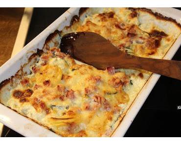 Zucchini-Kartoffel-Gratin mit Schinken
