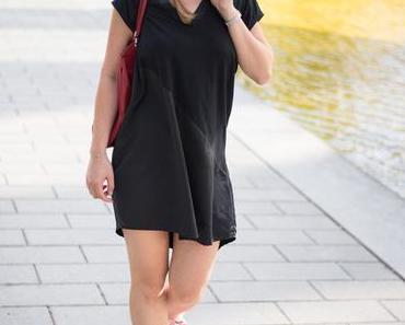 #ootd strappy Sandalen und Kleid von Zara, Tasche von Biasia und Sonnenbrille von Jil Sander