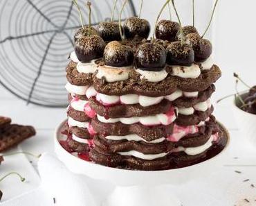 Brownie-Waffeltörtchen mit Kirschen & eine Verlosung