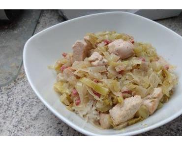 Hähnchenbrust mit Lauch an Weißwein-Estragon-Sauce