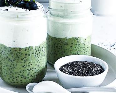 Avocado-Limetten Chia Pudding mit Kokos Joghurt