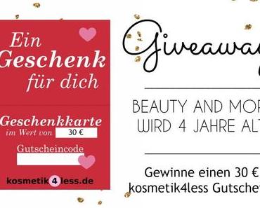 4 Jahre Beauty and More – 30 € Kosmetik4less Gutschein Gewinnspiel