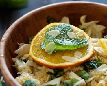 Veganer Bulgur Minze Salat mit Orangendressing