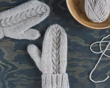 Fäustlinge mit Zopfmuster