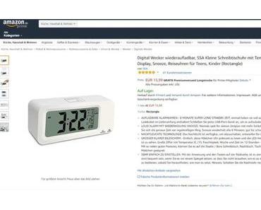 Kurios übersetzt: Digitalwecker Produktbeschreibung auf Amazon