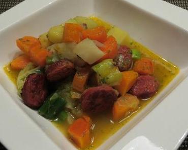 Winterlicher Eintopf mit gebratener Chorizo