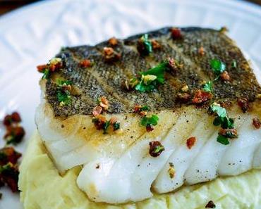 Skrei auf Mascarpone-Püree mit Chorizo-Gremolata