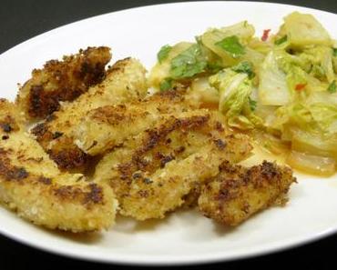 Gebackene Hähnchenfilets mit Honig-Marinade und Sweet-Chili-Chinakohl