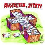 Gottlose treten unter Jubelrufen aus der Kirche aus