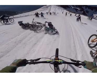 POV: Mega Mountainbike-Rennen bei Schnee