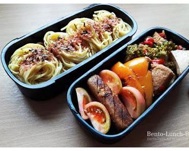 Bento #180: Mie-Nudeln mit Tofu-Brokkoli, Paprika und Würstchen