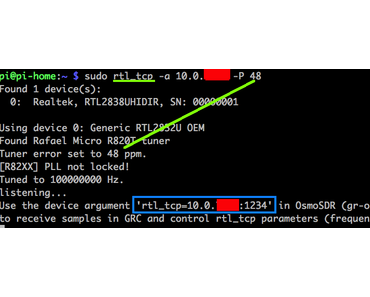 Wie können SDR Signale vom Raspberry Pi SDR-Server per tcp im ganzen Netzwerk auf den Mac (Windows) übertragen werden?