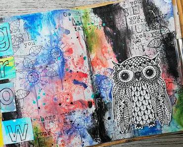 Art Journal Page with Distress Oxides Inks and Rubber Dance