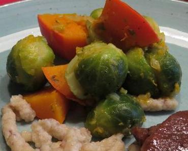 Rosenkohl-Kürbisgemüse