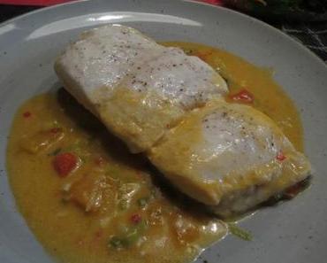 Heilbutt in roter Currysauce