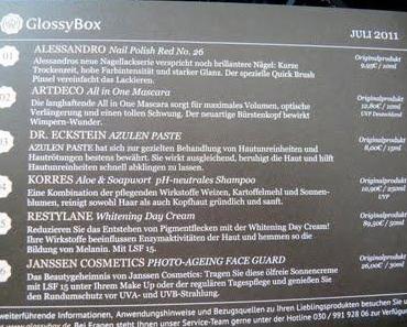 Glossy Box Juli 2011 - unpacked