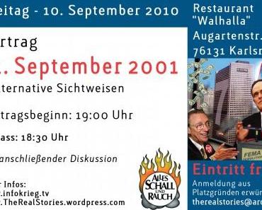 Einladung zum Vortrag über den 11. September 2001 (Karlsruhe, 10. September 2010)