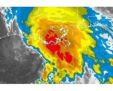 Zentrum Tropischer Sturm LEE halb über Louisiana, halb über Wasser